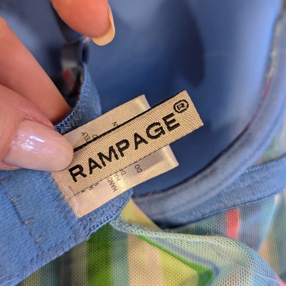 Vintage Y2k Fairy Rampage Medium Slip Striped Bustier Blue Green Chemise - Picture 12 of 13